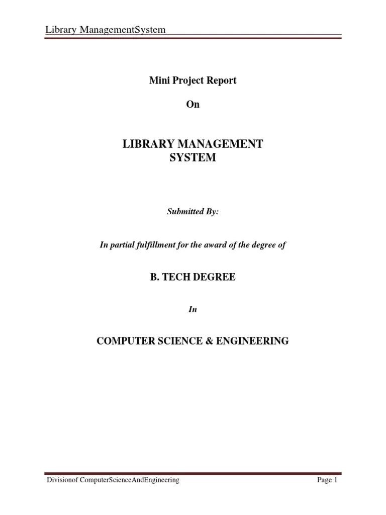 Library Management System Mini Project Report On Cascading Style