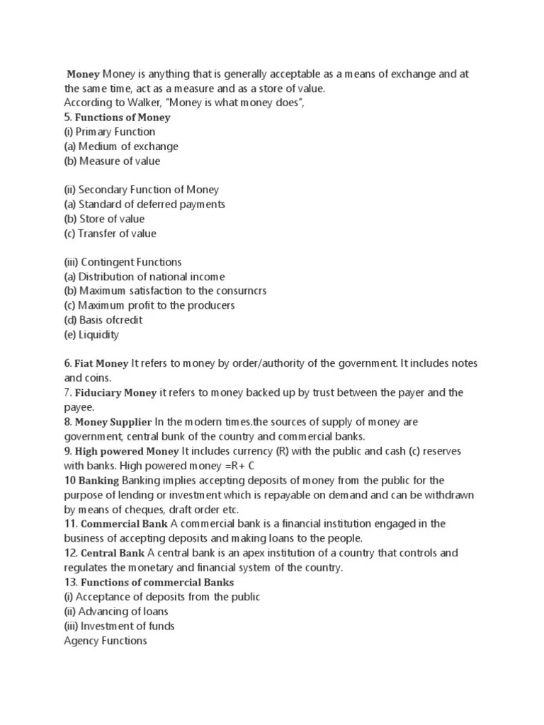 Money and Banking Class 12 Project PDF Money Creation Money