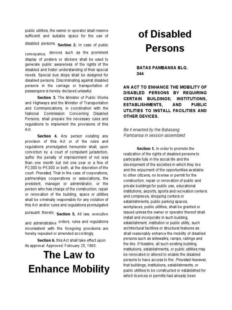 B.P.344 Accessibility Law PDF PDF Accessibility Wheelchair