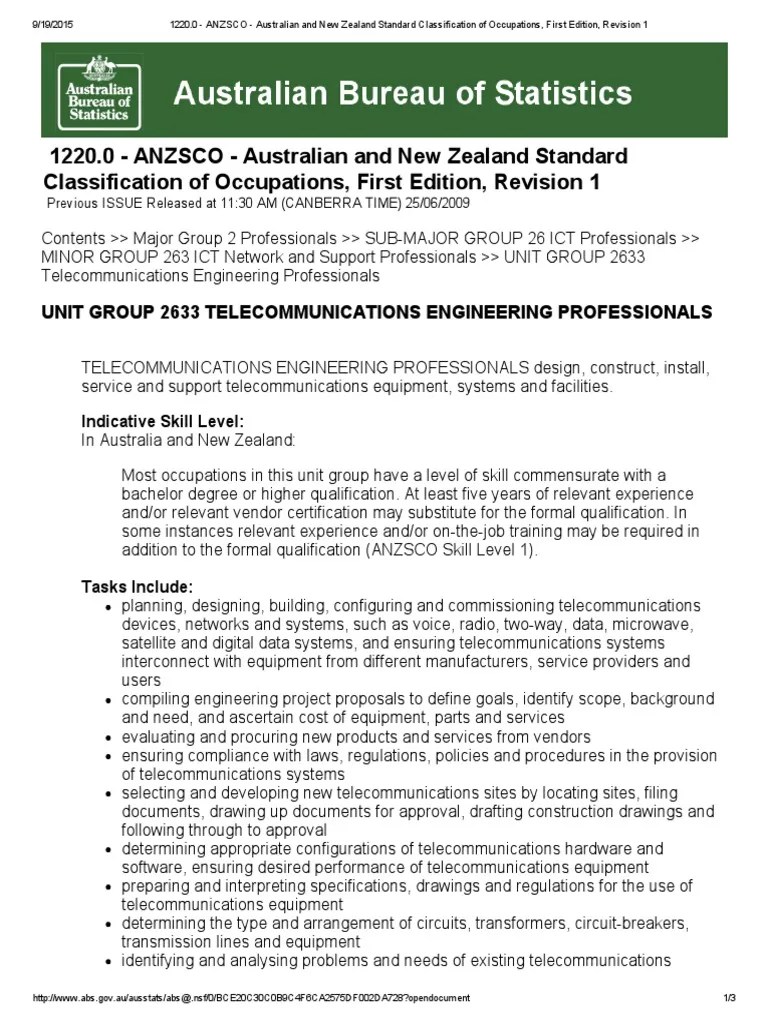 1220.0 ANZSCO Australian and New Zealand Standard Classification of
