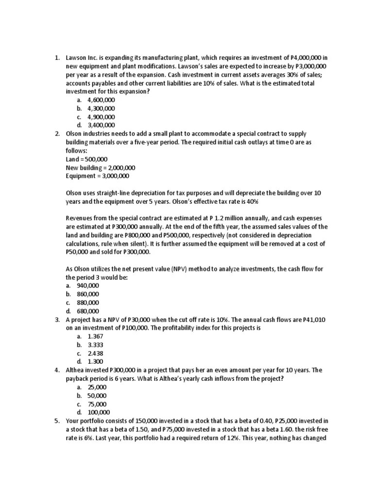 Take Home Quiz PDF Capital Structure Equity (Finance)