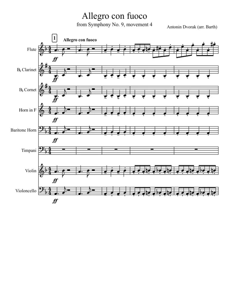Allegro Con Fuoco From Dvorak Symphony 9 New World PDF