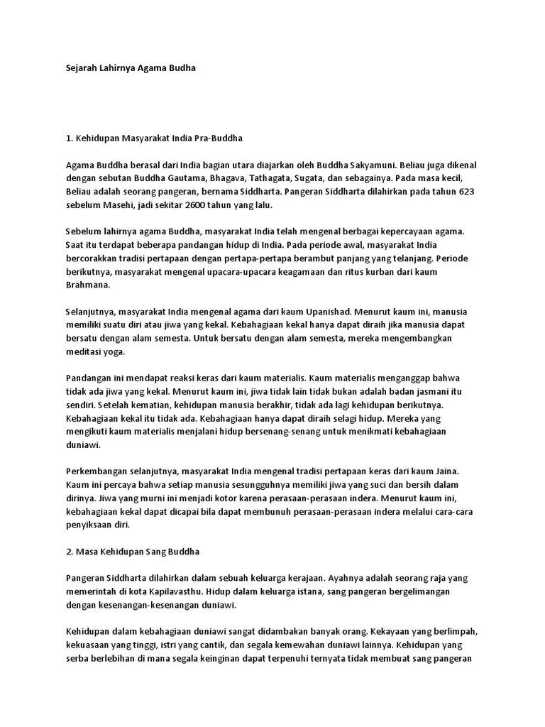 Sejarah Lahirnya Agama Budha | PDF