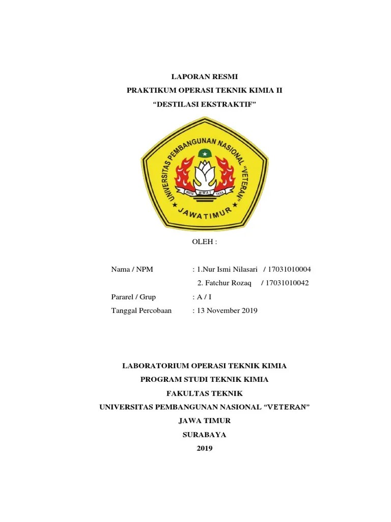 Drying Laporan Resmi Praktikum Operasi Teknik Kimia Ii “Destilasi