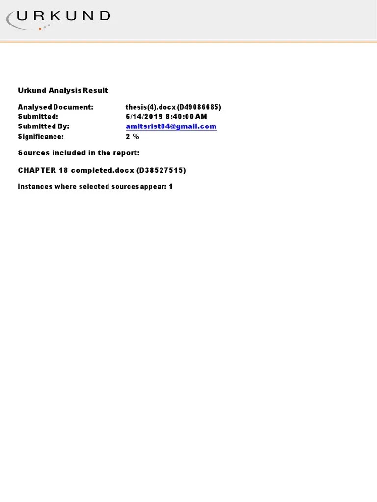 Urkund Report Thesis 4 Docx D49086685 Radar Ultra Wideband