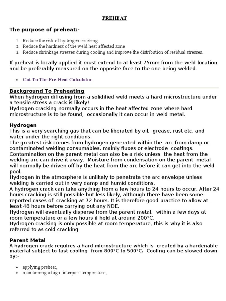 Got To The PreHeat Calculator The purpose of preheat