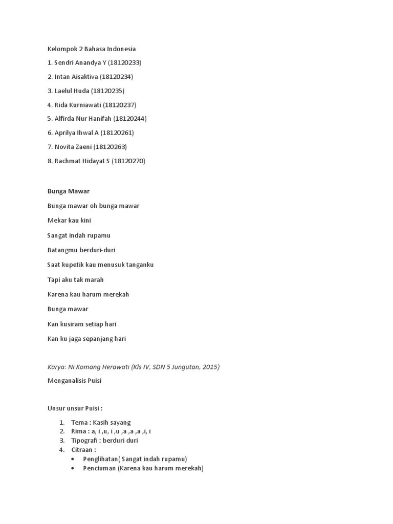 Analisis Puisi Bunga Mawar | PDF