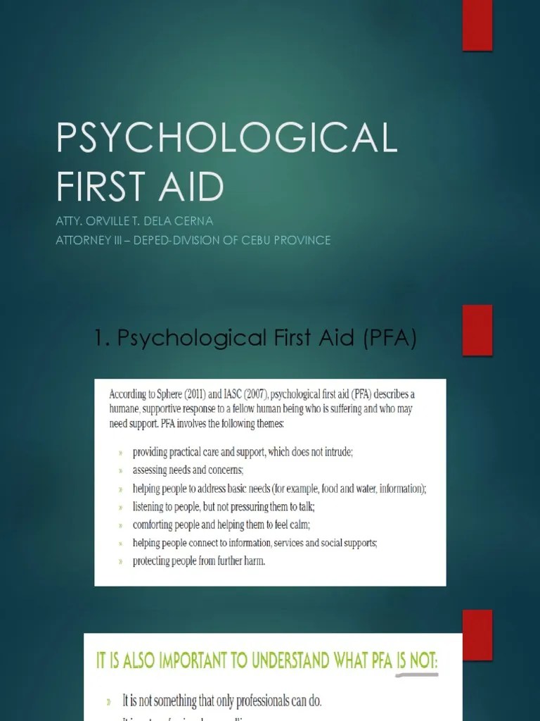 PSYCHOLOGICAL FIRST AID.ppt Feeling Strength Of Materials
