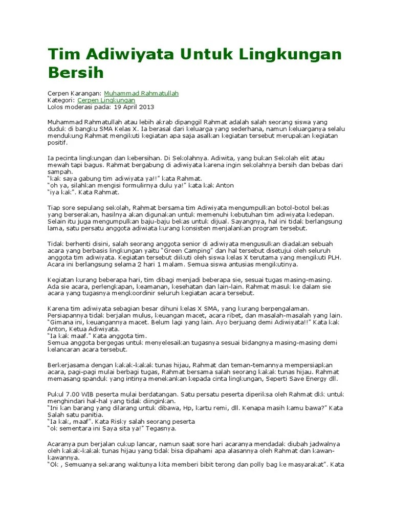 Cerpen Adiwiyata | PDF