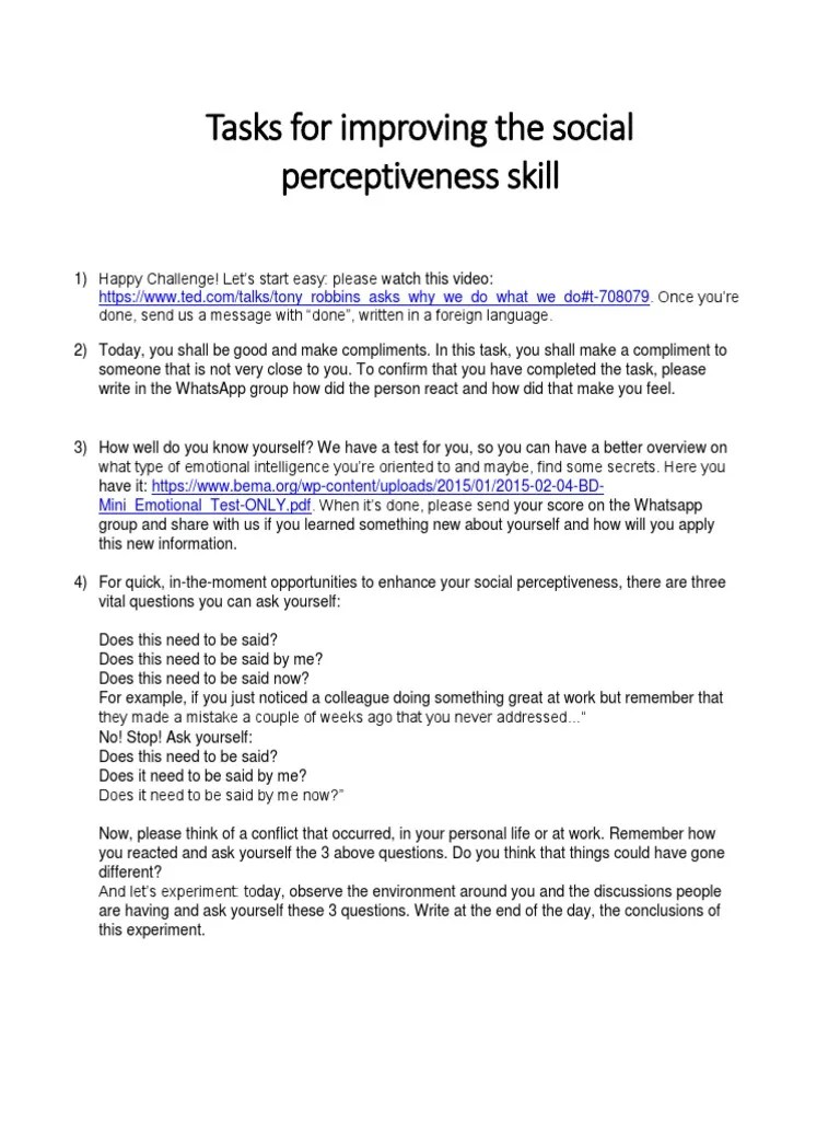 Social Perceptiveness by Inside Out PDF Temperament Body Language