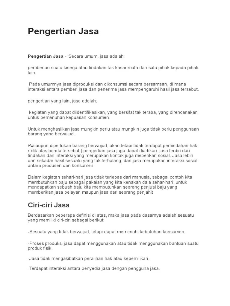 Pengertian Jasa | PDF