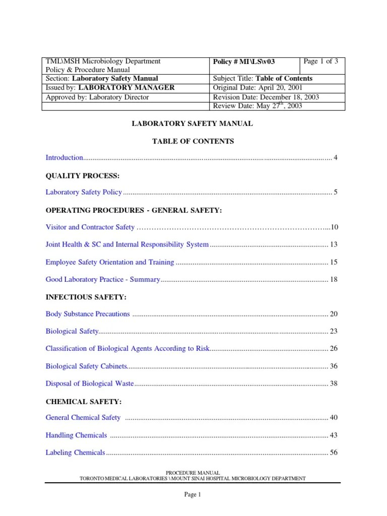 Laboratory Safety Manual Laboratories Fire Safety