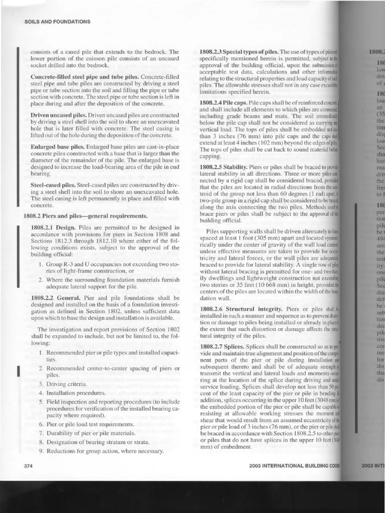 International Building Code (ICC) Pier and Pile Foundations Load Tests