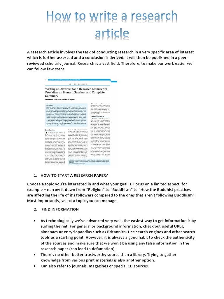 How To Write A Research Article PDF Academic Publishing Thesis
