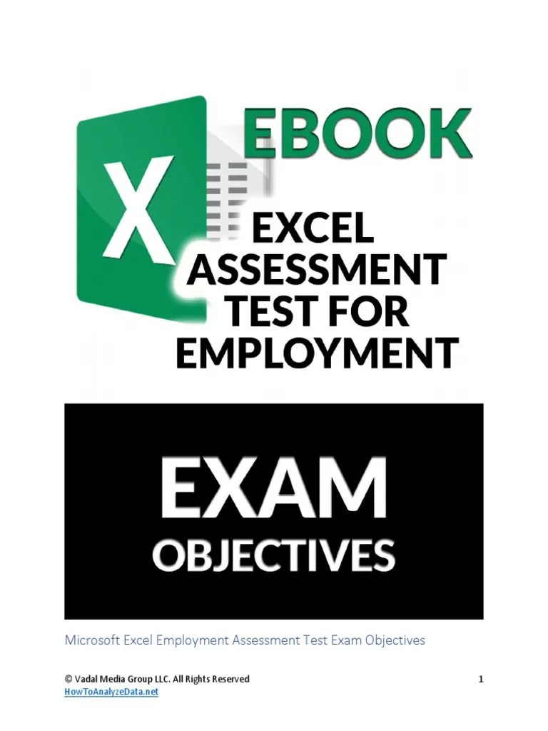 Excel Assessment Test Objectives PDF Microsoft Excel Spreadsheet