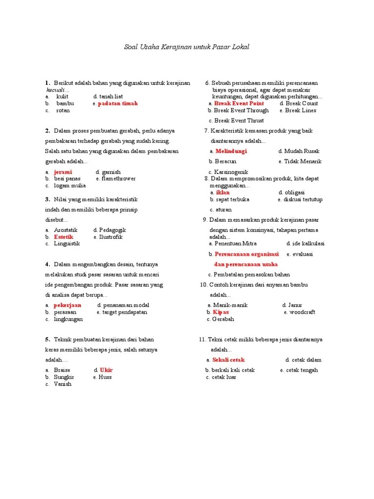 Ande Mangkuluhur XLL IPA 3 Absen 1 (Soal PKWU) | PDF
