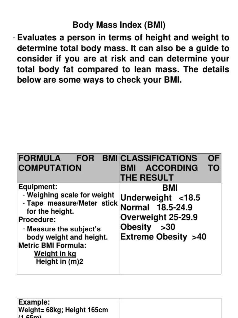 Body Mass Index PDF Body Mass Index Human Body