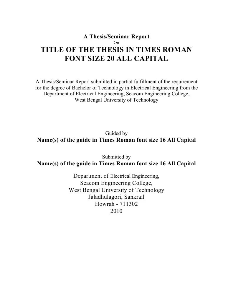 Thesis Font Size Thesis Title Ideas for College