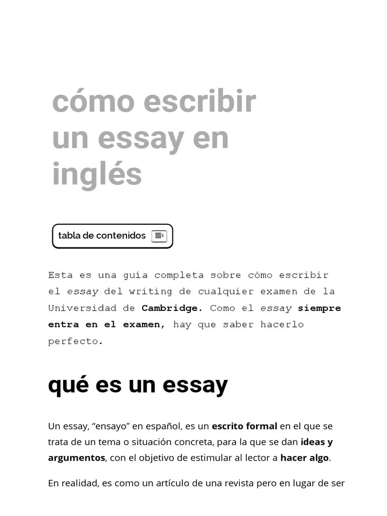 Cómo Escribir Un Essay en Inglés Idiomium Comunicación humana