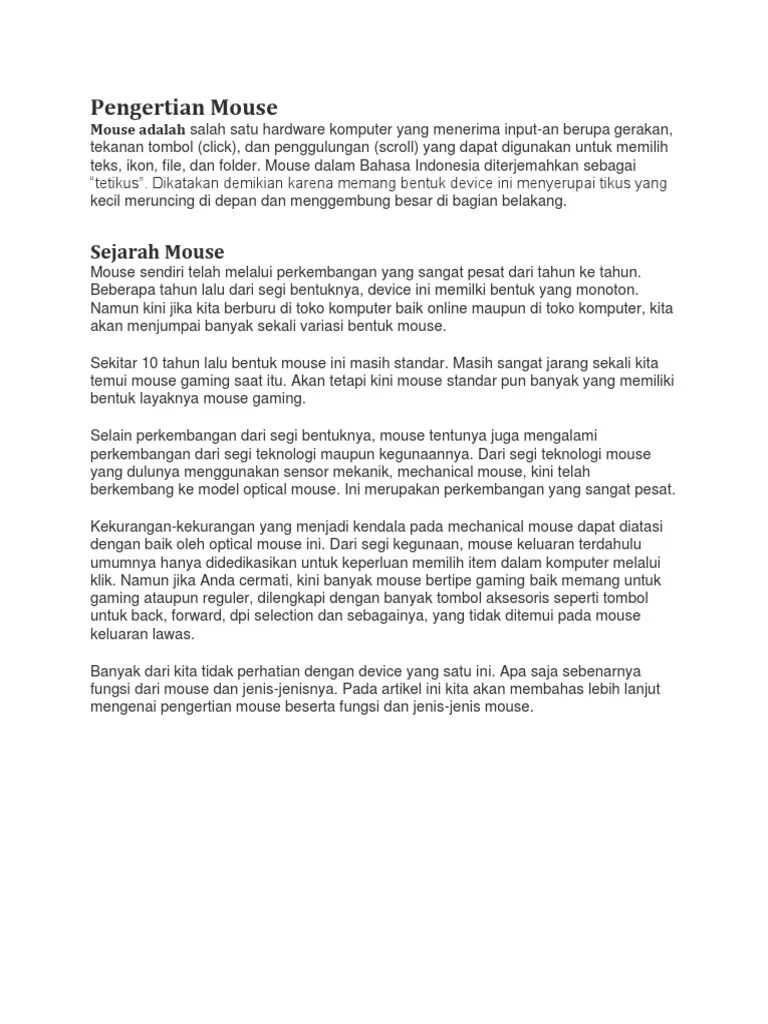 Pengertian Mouse