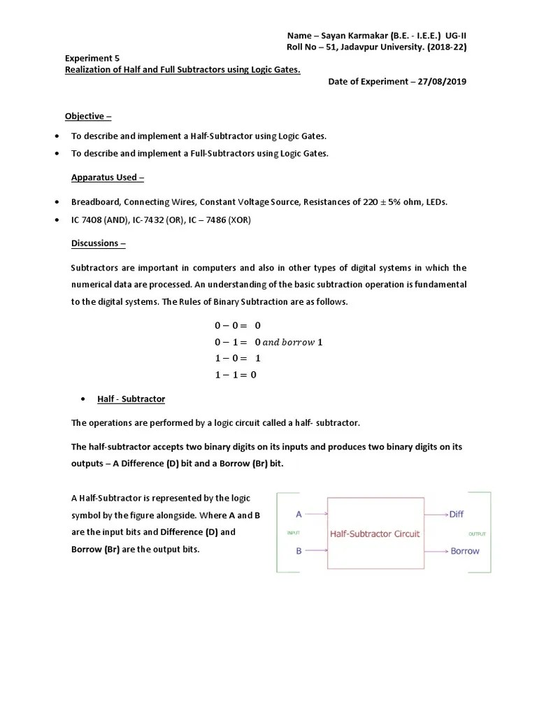 Realization of Logic Gates Experiment Report PDF Logic Gate
