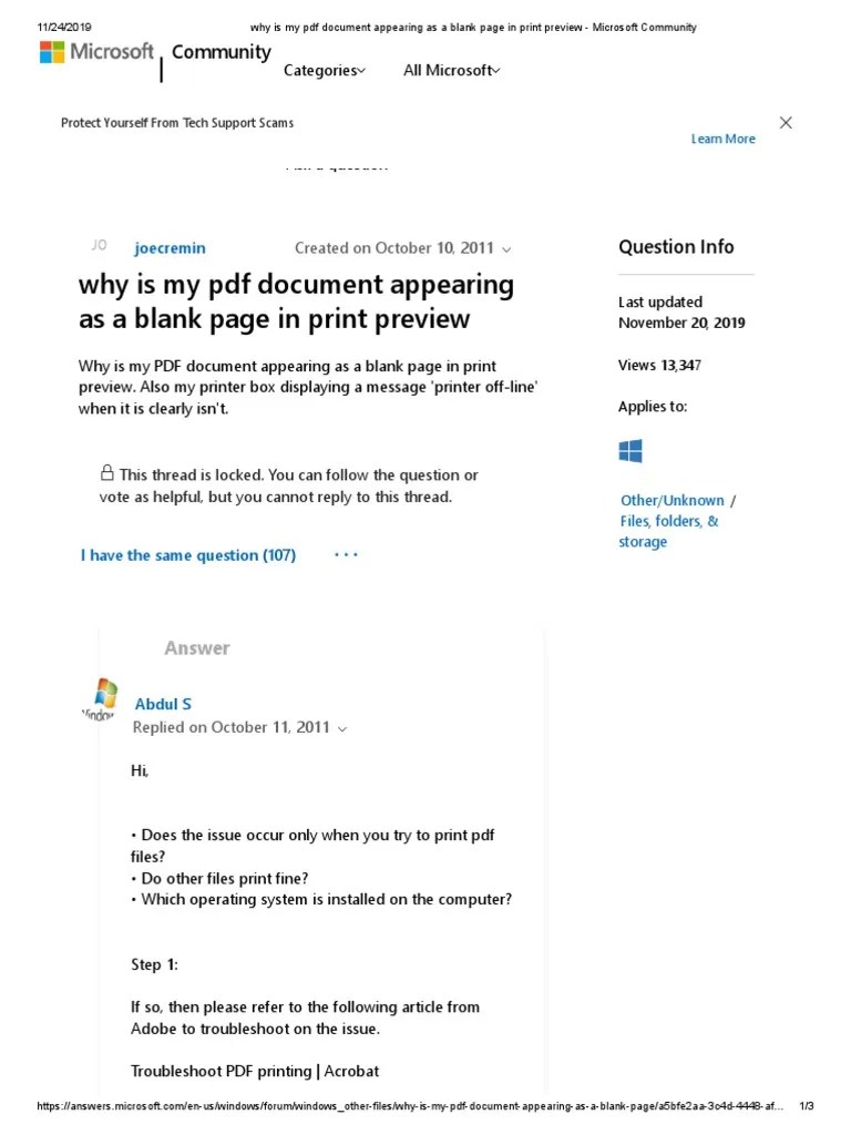 Why Is My PDF Document Appearing As A Blank Page in Print Preview PDF