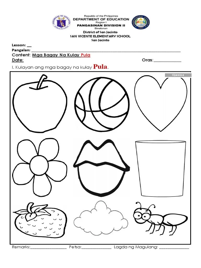 Worksheet Colors