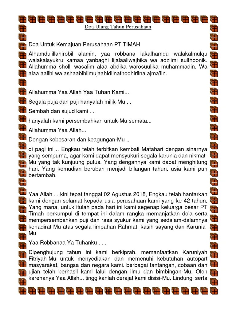 Doa Ulang Tahun Perusahaan | PDF