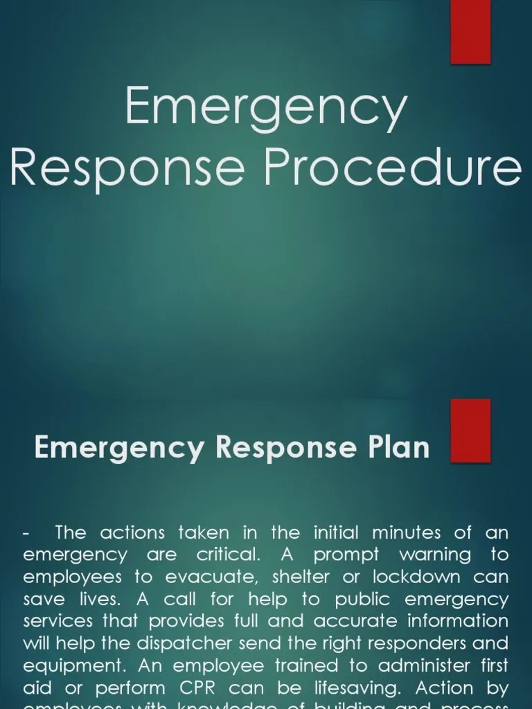 Emergency Response Procedures PDF Emergency Emergency Evacuation