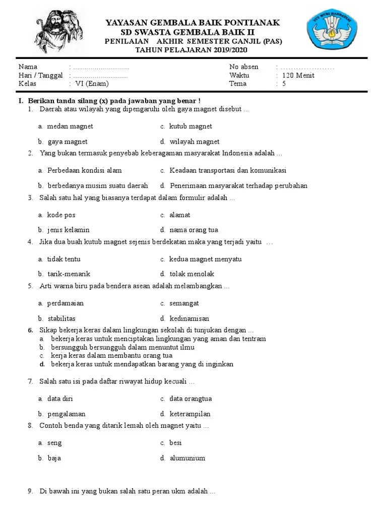 Soal Kelas 6 Tema 5 WIRAUSAHA Dan Kunci Jawaban By:Ben Timothy Marantika |  PDF