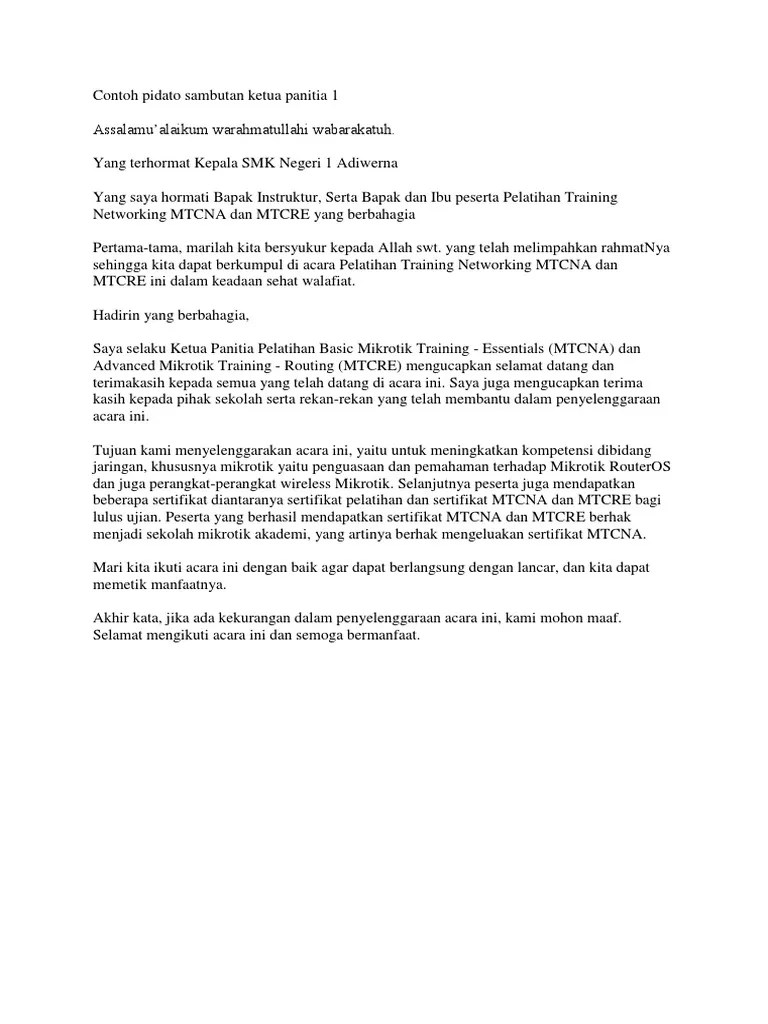 Contoh Sambutan Ketua Panitia Ospek Mahasiswa Baru - tukaffe.com