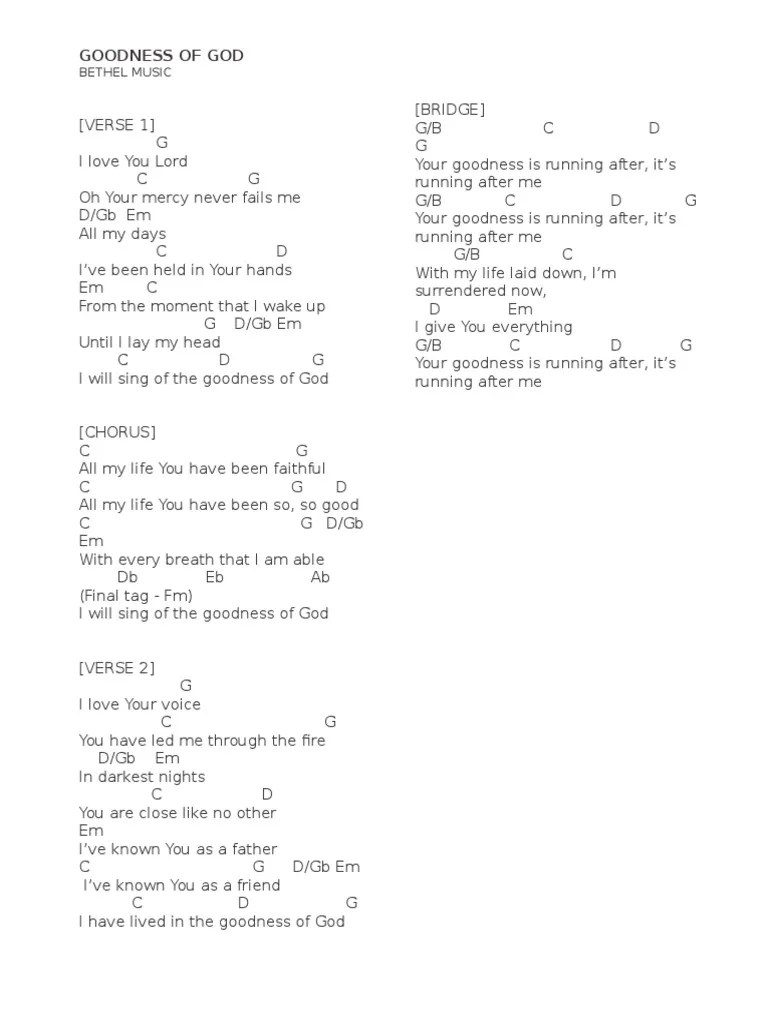 Goodness of God | PDF