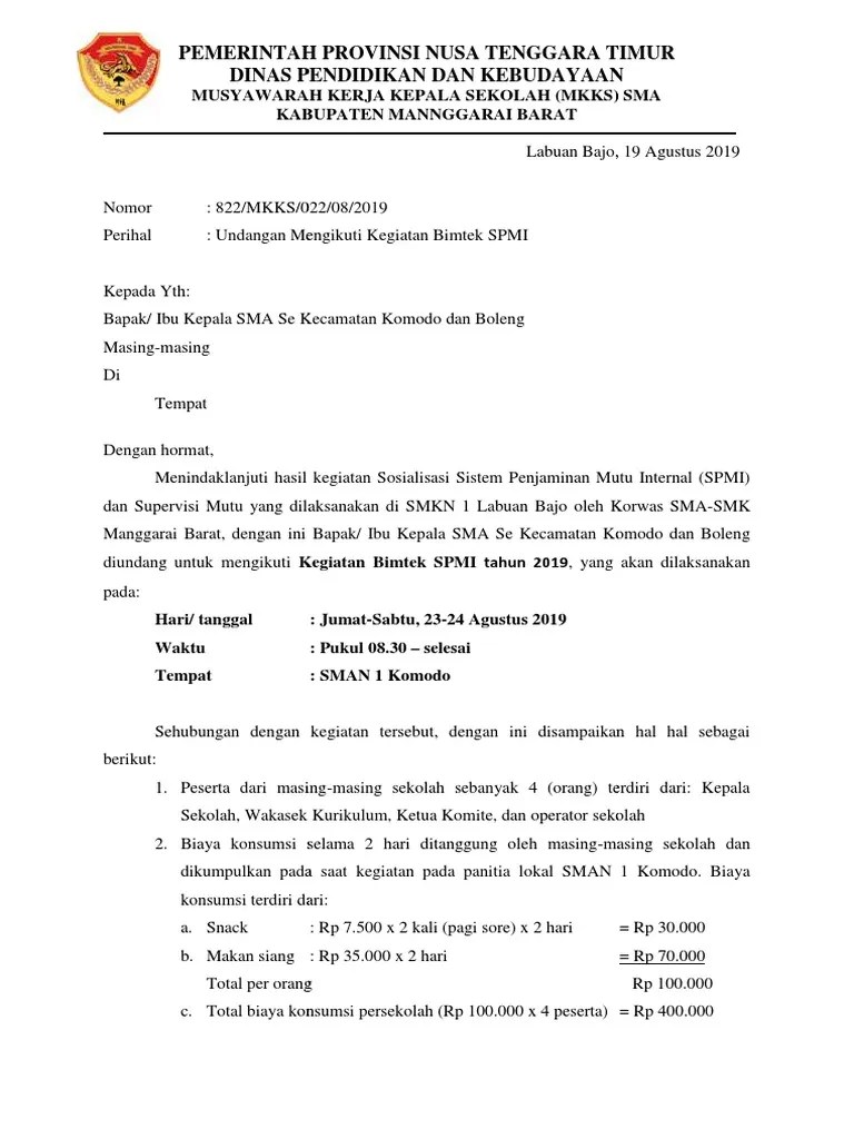 Draft Undangan Bimtek Spmi