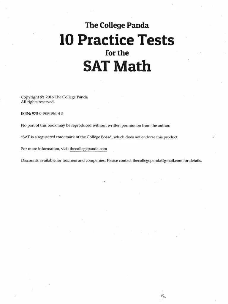 The College Panda 10 Practice Tests For The SAT Math PDF