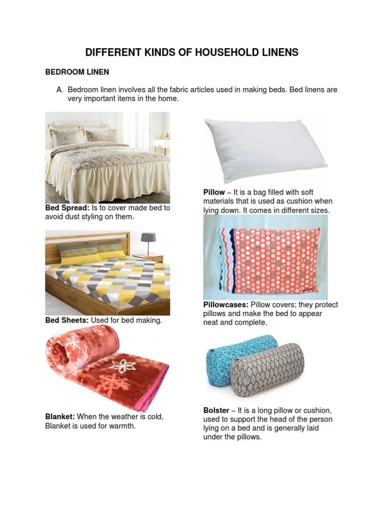 Different Kinds of Household Linens PDF Bed Linens