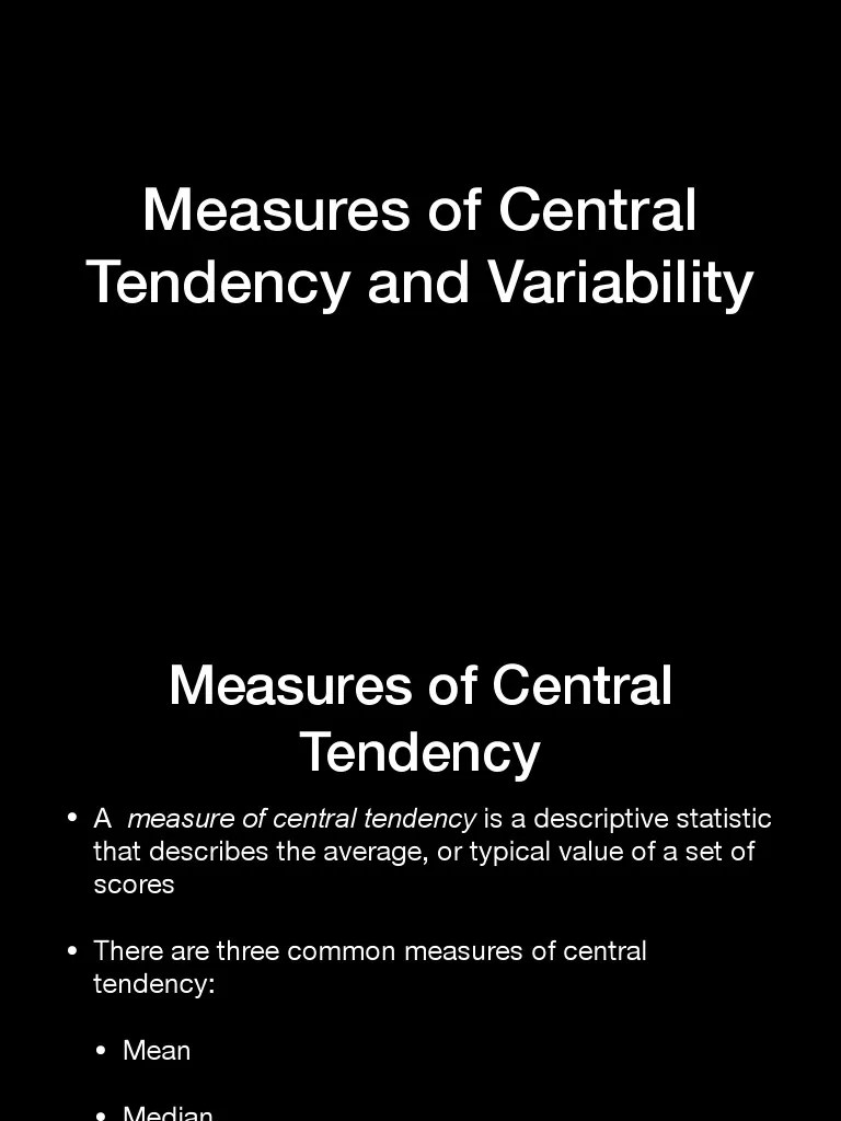 Measure of Central Tendency and Variability PDF Standard Deviation