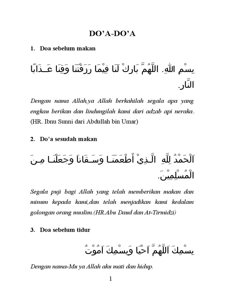 DOA Hadits Ayat Kelas 1 6 | PDF
