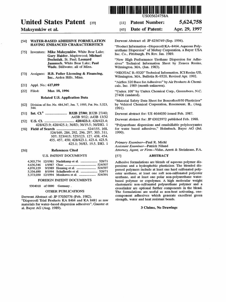 Waterbased Adhesive Formulation Polyurethane Adhesive