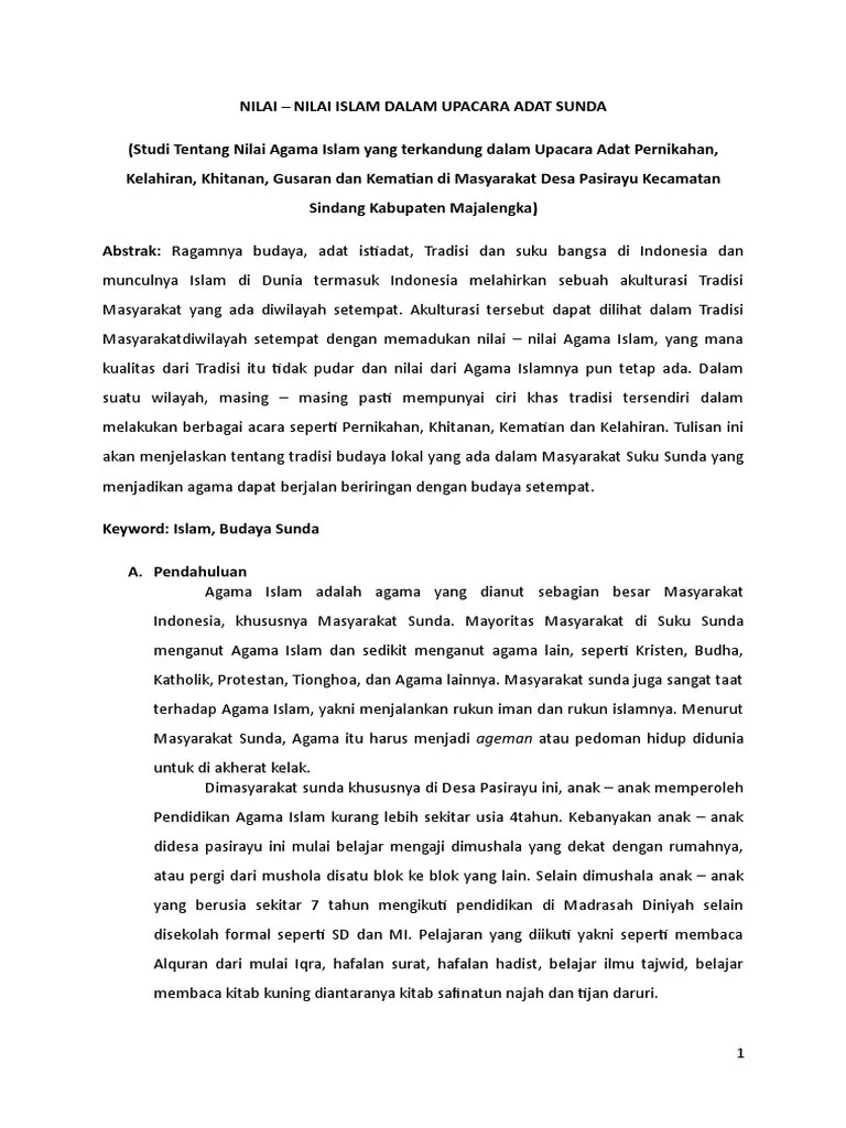 Naila Elfarisa1908205088, Nilai - Nilai Ajaran Agama Islam Dalam Budaya  Masyarakat Sunda | PDF