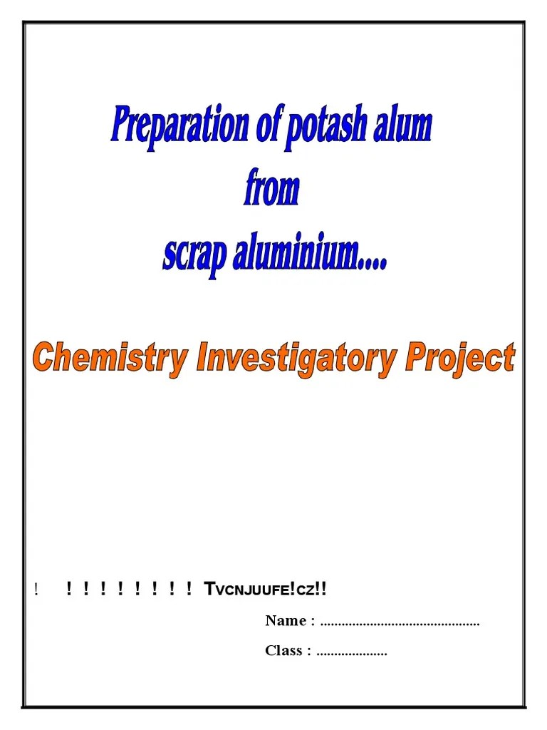 Preparation of Potash Alum From Scrap Aluminium" PDF Aluminium