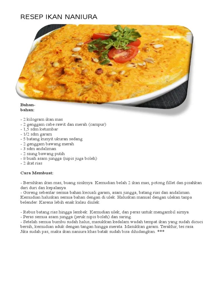 Resep Naniura Khas Batak | PDF