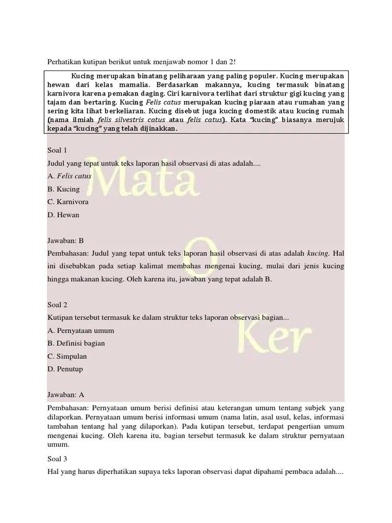 Soal Latihan Teks Observasi | PDF