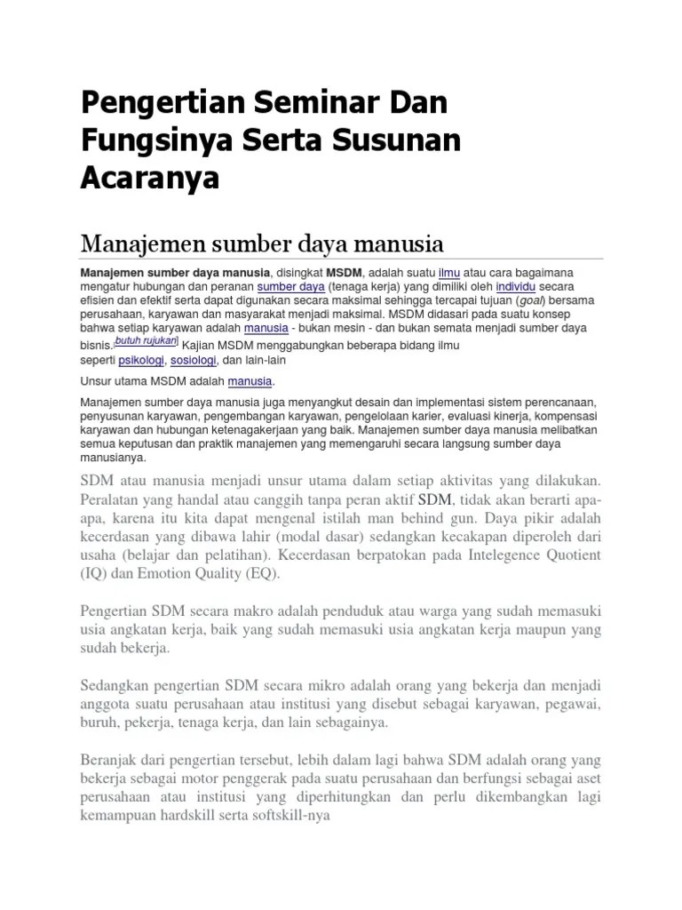 Pengertian Seminar Dan Fungsinya Serta Susunan Acaranya