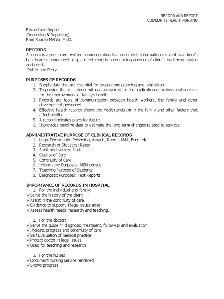 Record and Report PDF Medical Record Health Care