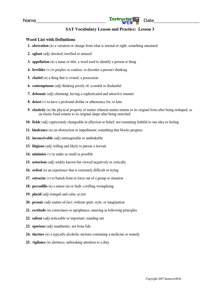 ️Sat Vocabulary Worksheets Free Download Qstion.co