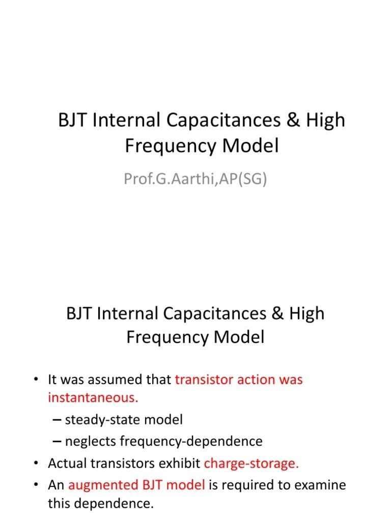 BJTInternalCapacitance and Hybrid Pi Model PDF Bipolar Junction