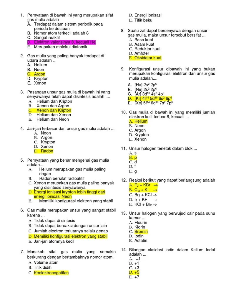 Soal Kimia Unsur | PDF