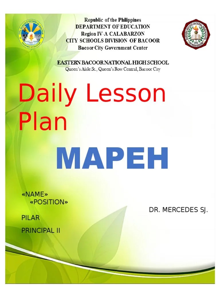 Lesson Plan Cover Template PDF