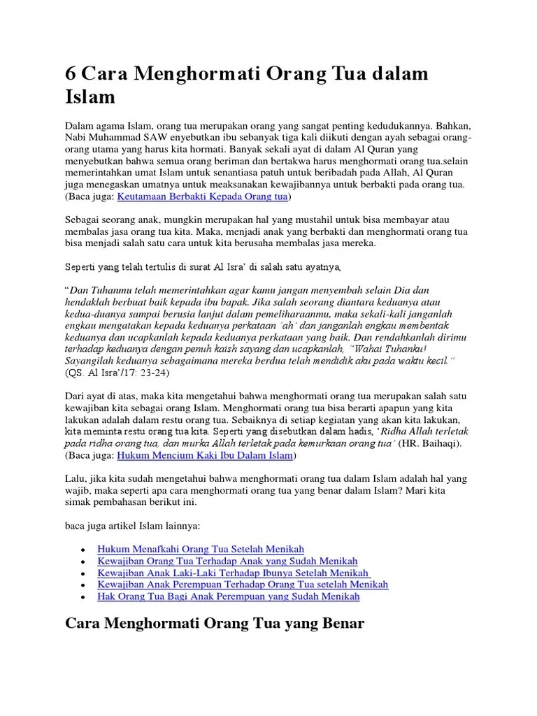 6 Cara Menghormati Orang Tua Dalam Islam
