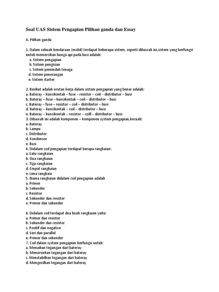 Soal Sistem Pengapian Dan Jawabannya - Kemendikbud